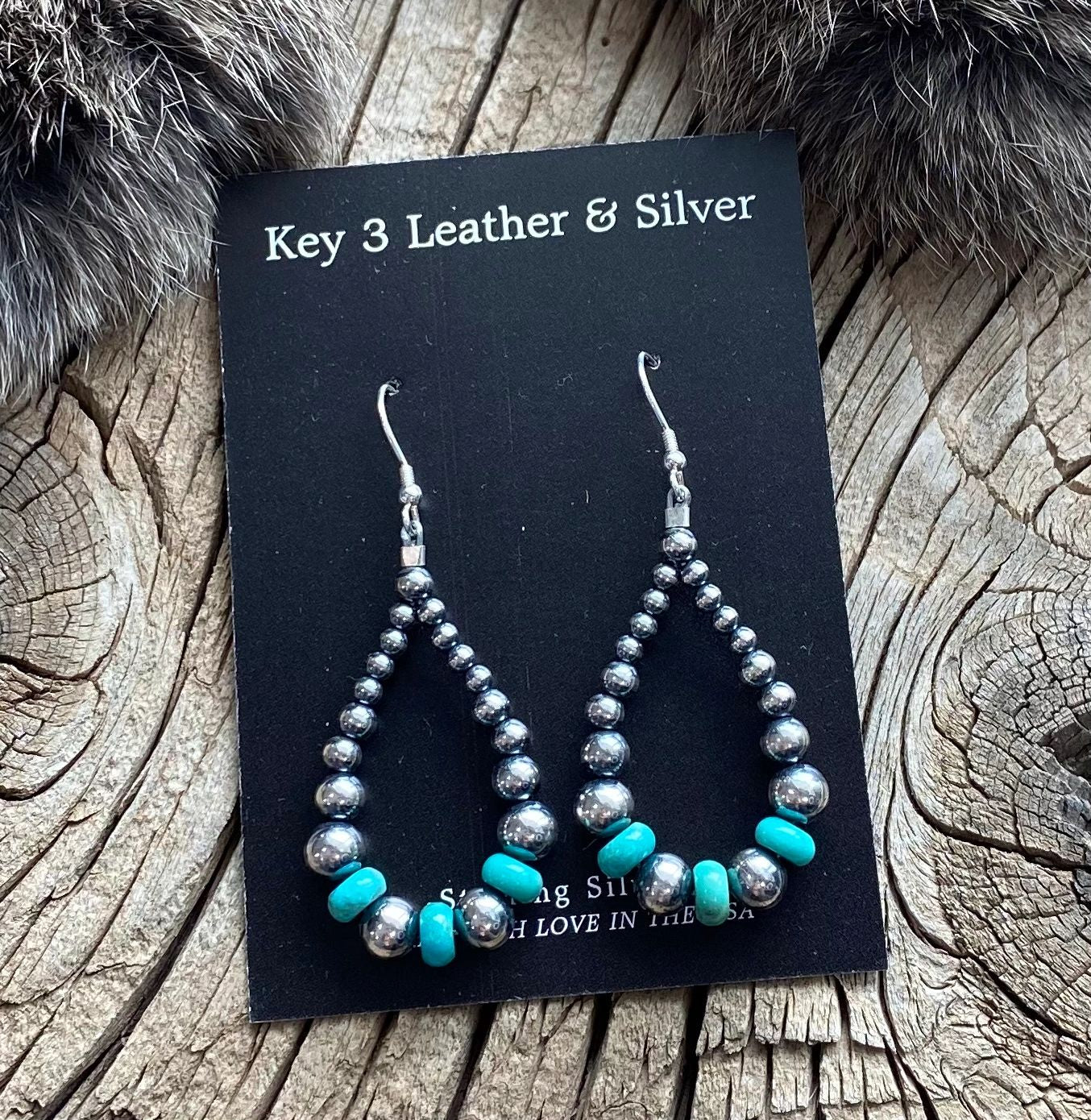 Turquoise Pearl Teardrop Earrings image 0