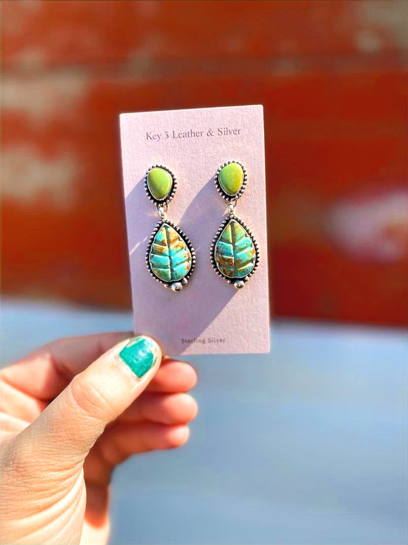 Turquoise Feather Earrings image 0