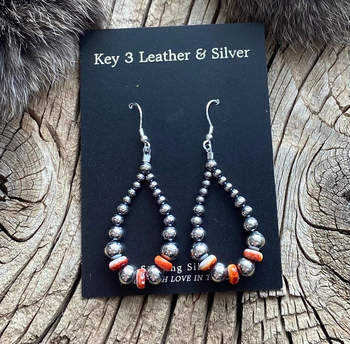 Red Spiny Pearl Hoop Earrings image 0