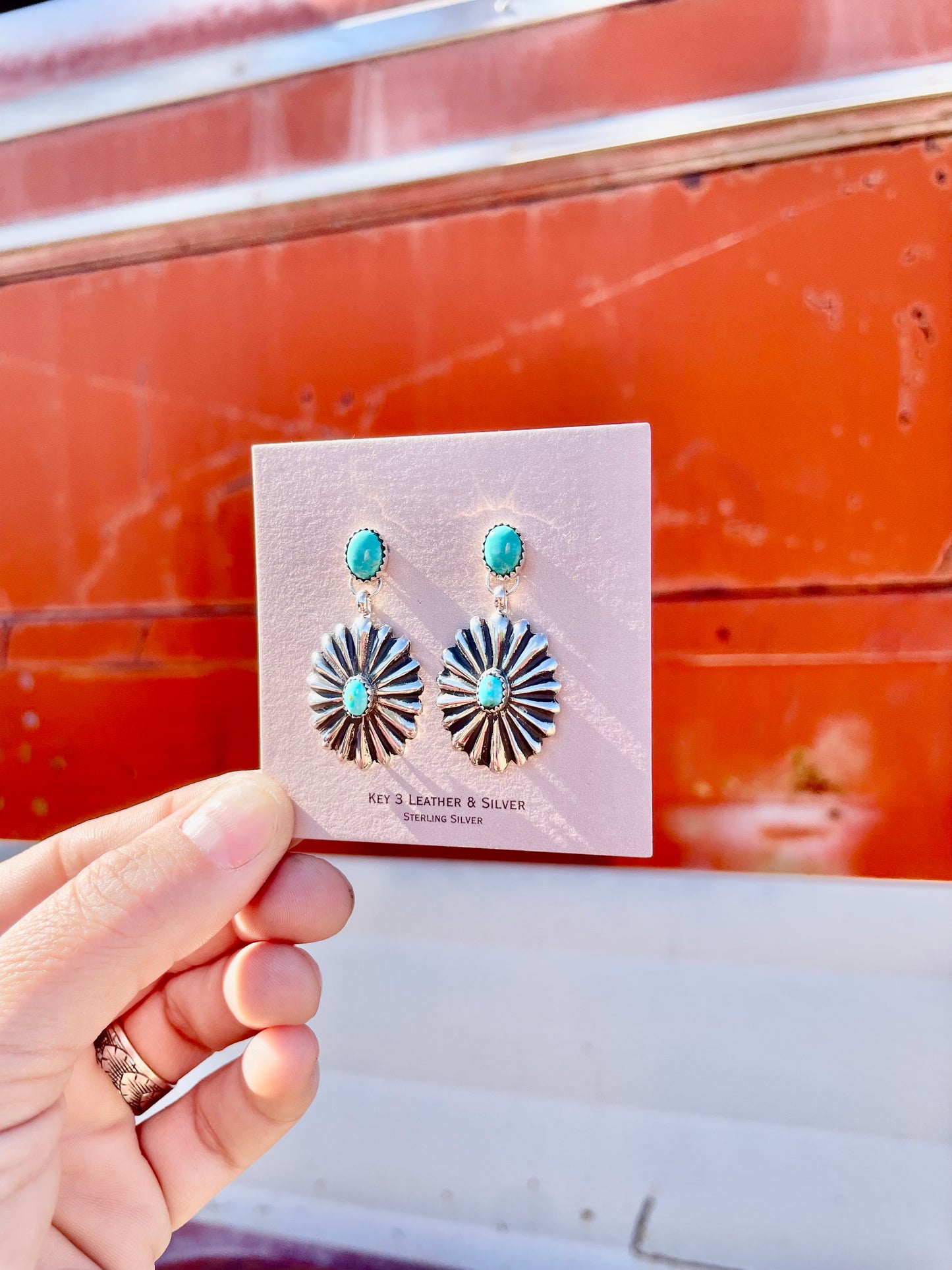 Turquoise Concho Earrings image 0
