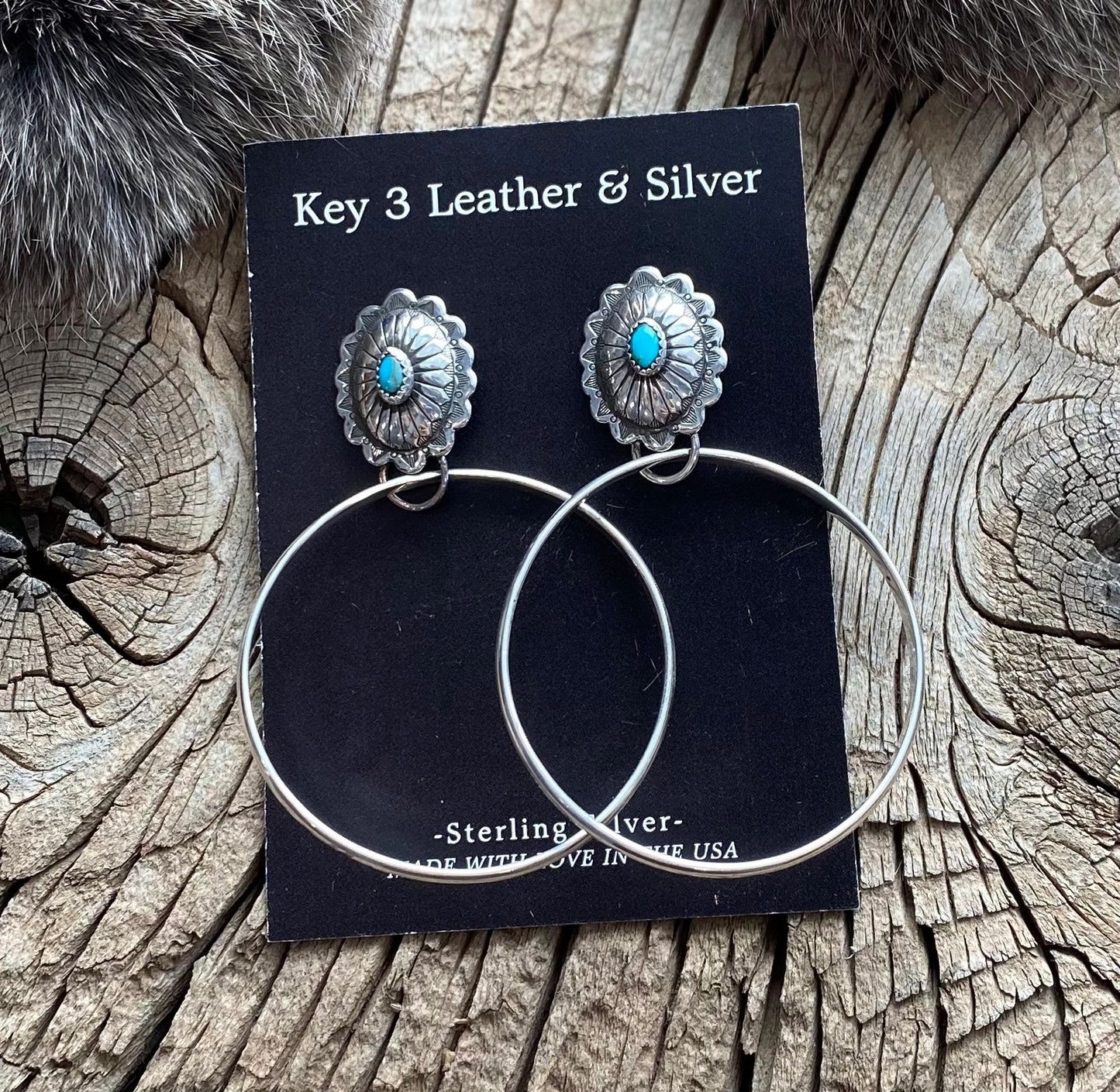 Turquoise Concho Hoops image 0