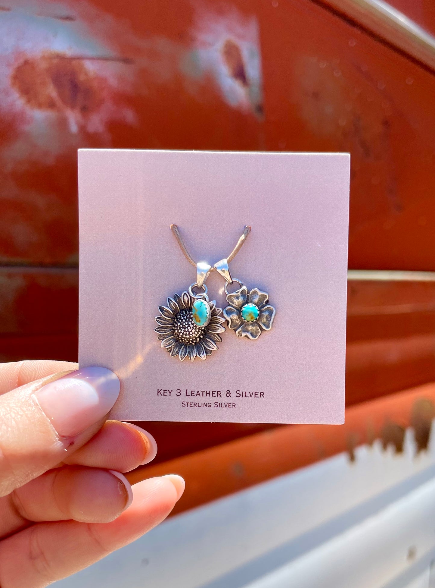 Sunflower/ Turquoise Pendant image 1