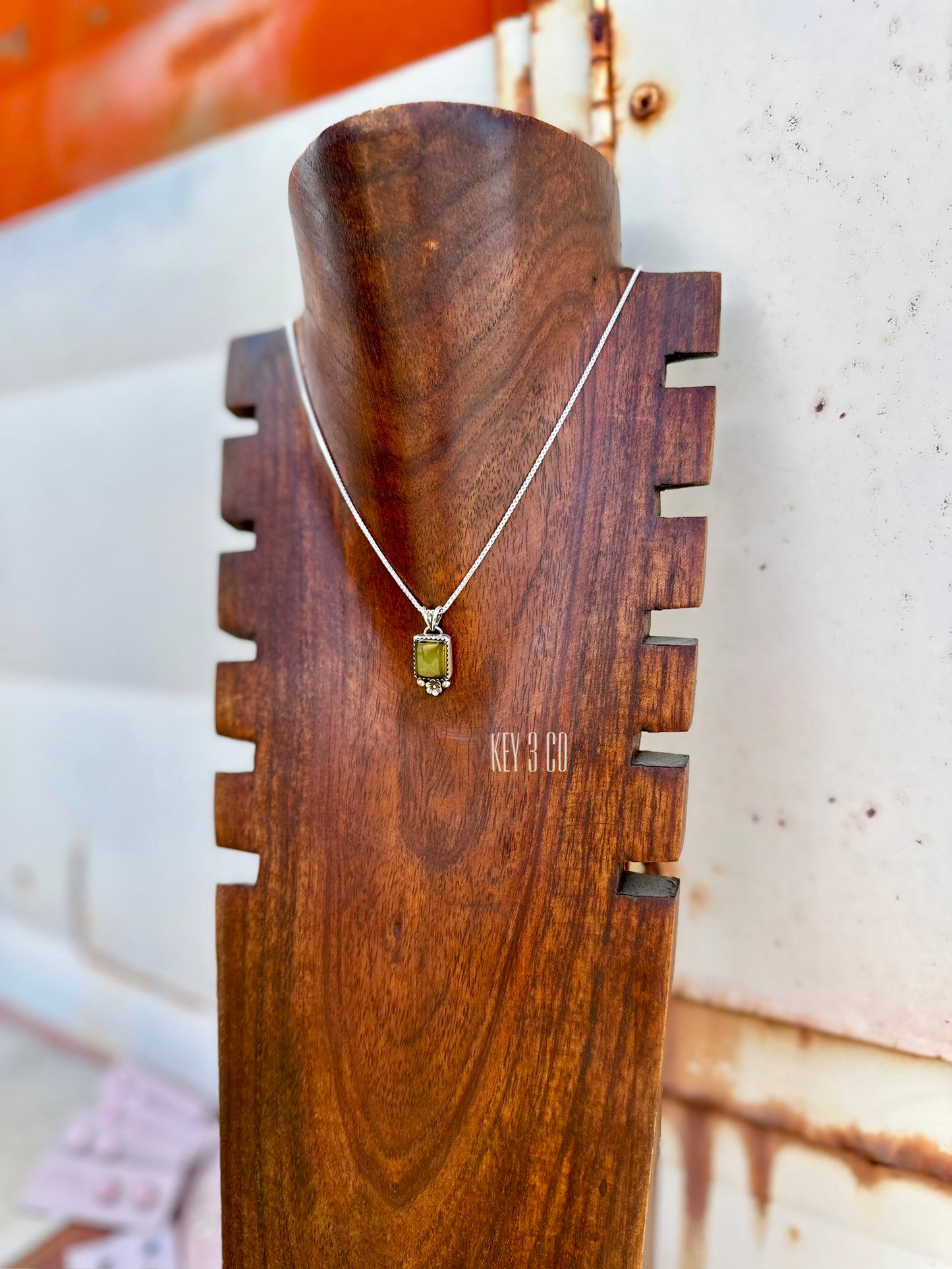 Square Green Pilot Mountain Pendant