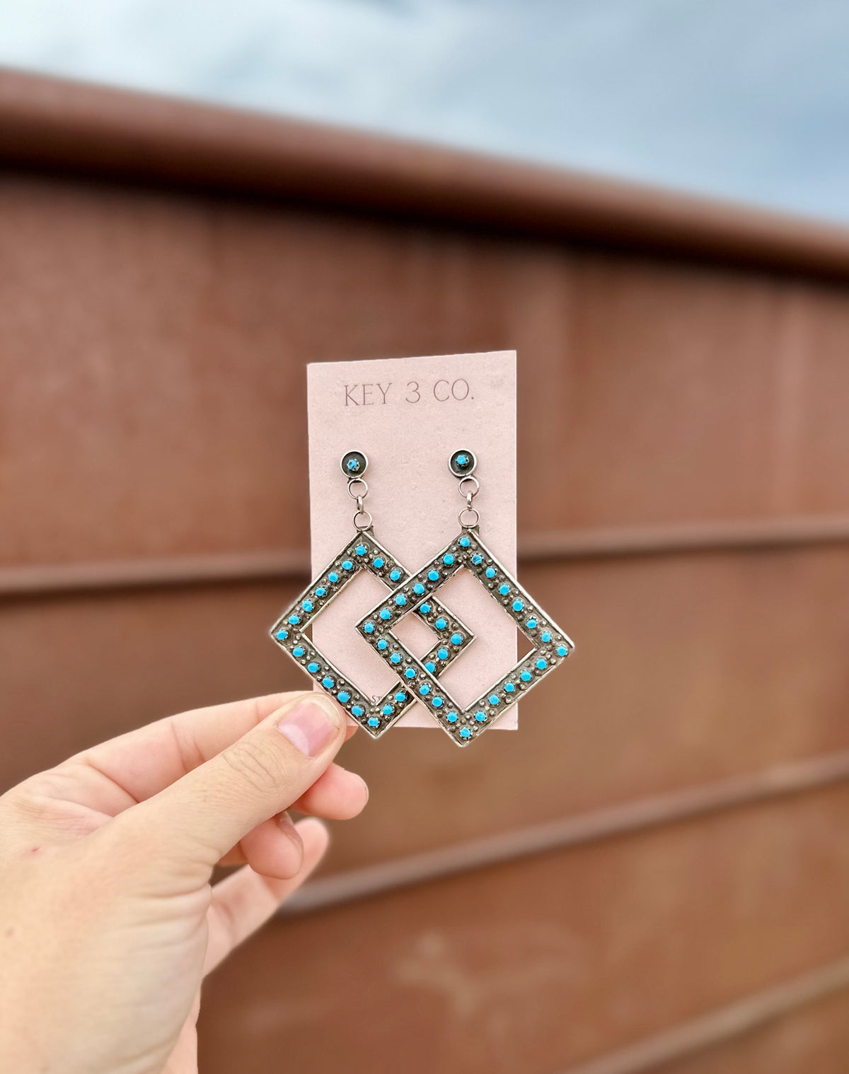 Turquoise Small Multi-Stone Diamond Earrings