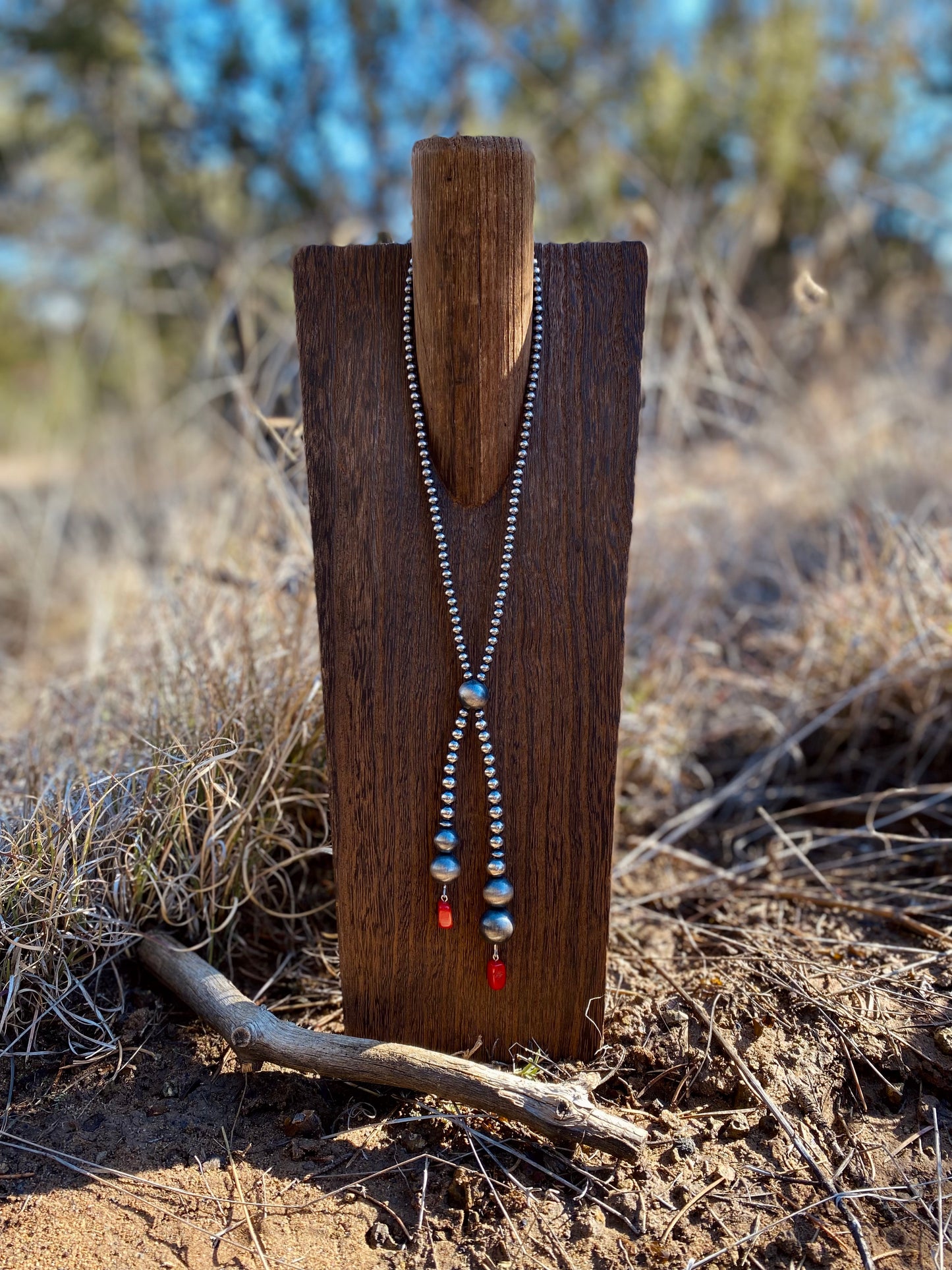 Red Teardrop Lariat Necklace image 0