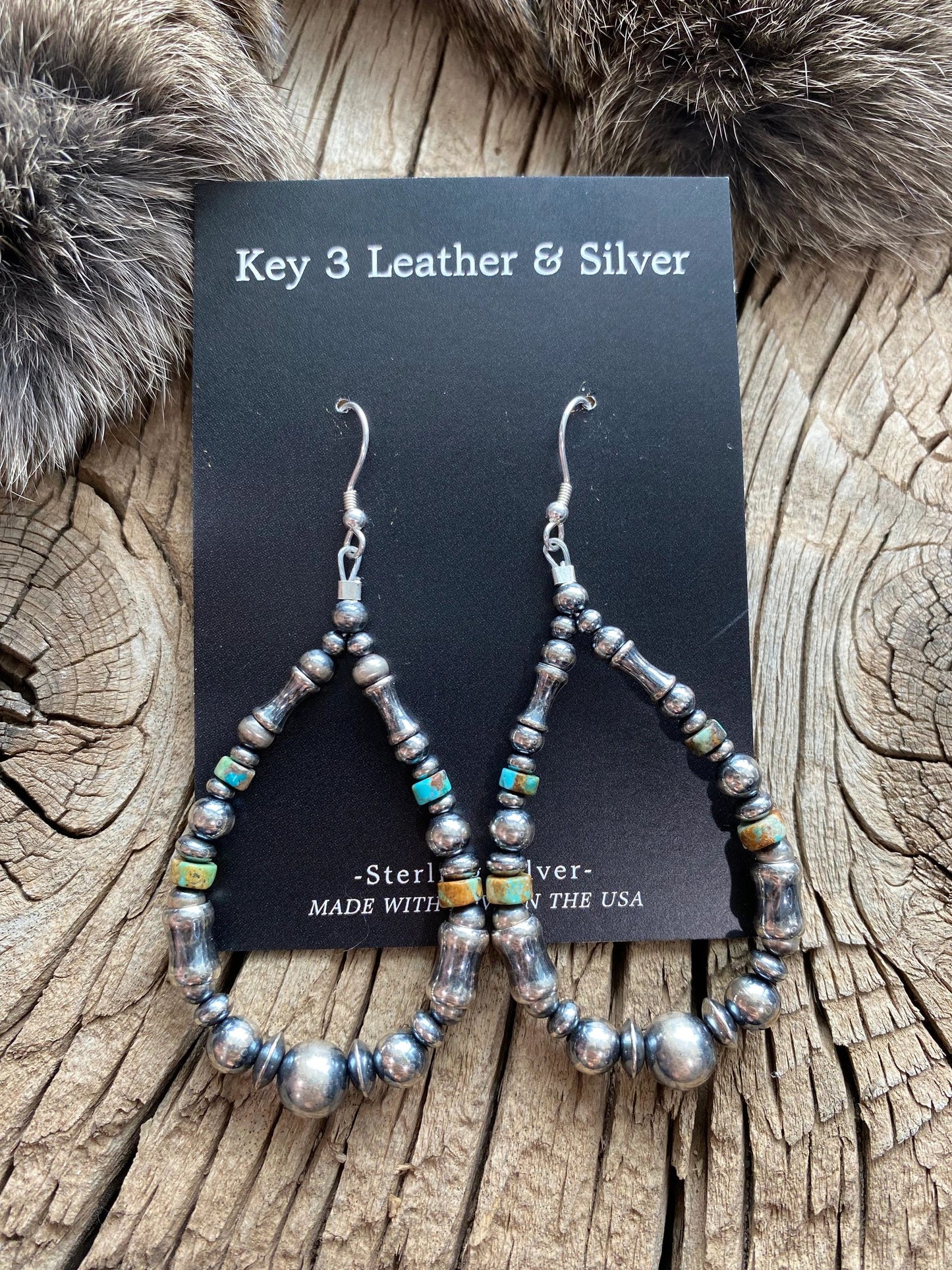 Turquoise Graduated Pearl Hoops image 1