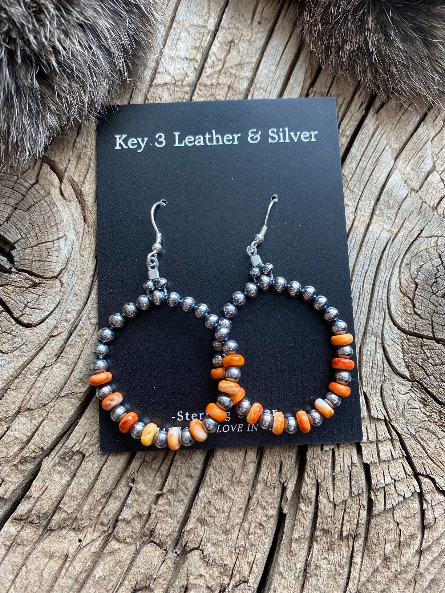 Orange Spiny Pearl Hoops image 0