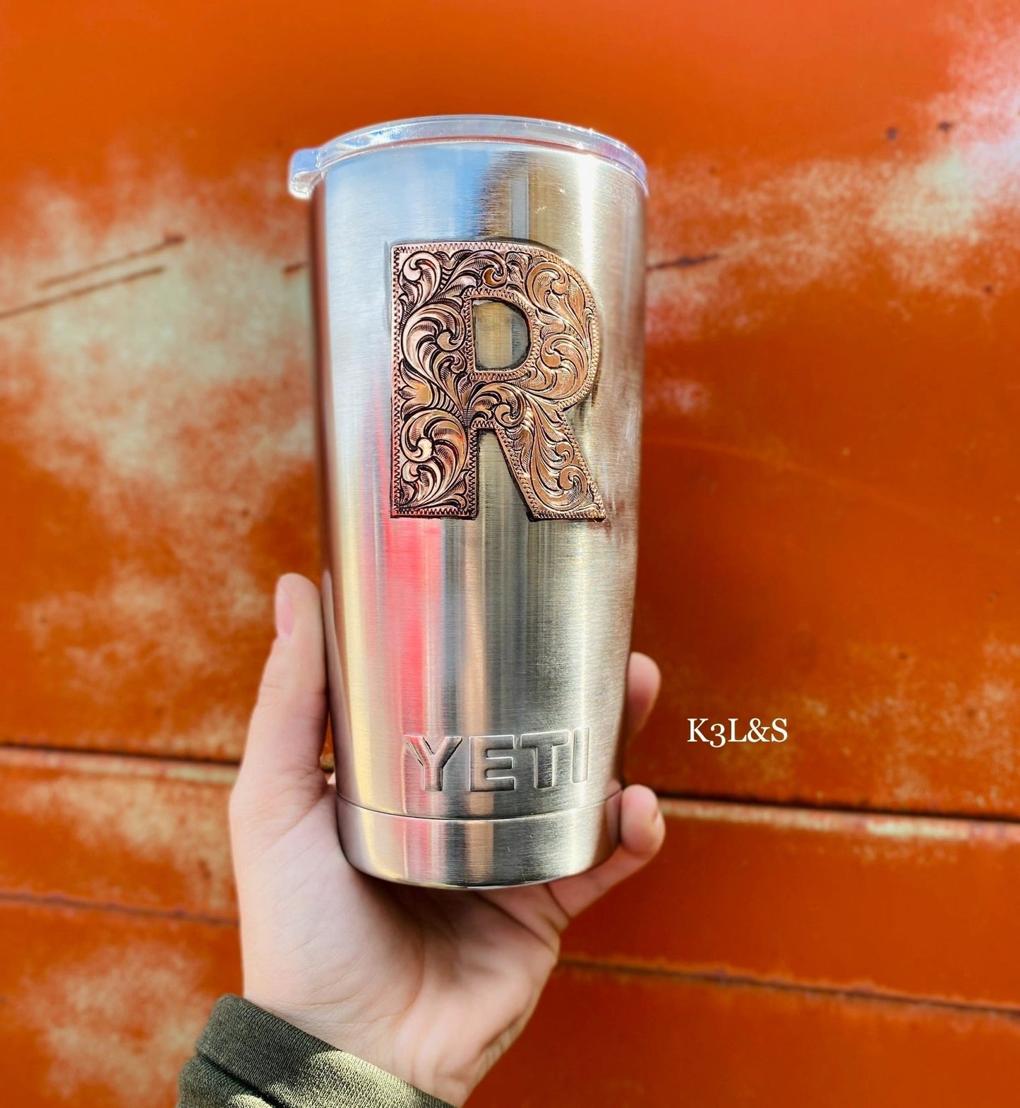 20 oz Custom Single Engraved Letter Stainless Cup image 0