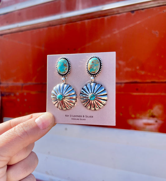 Large Turquoise Concho Earrings image 0