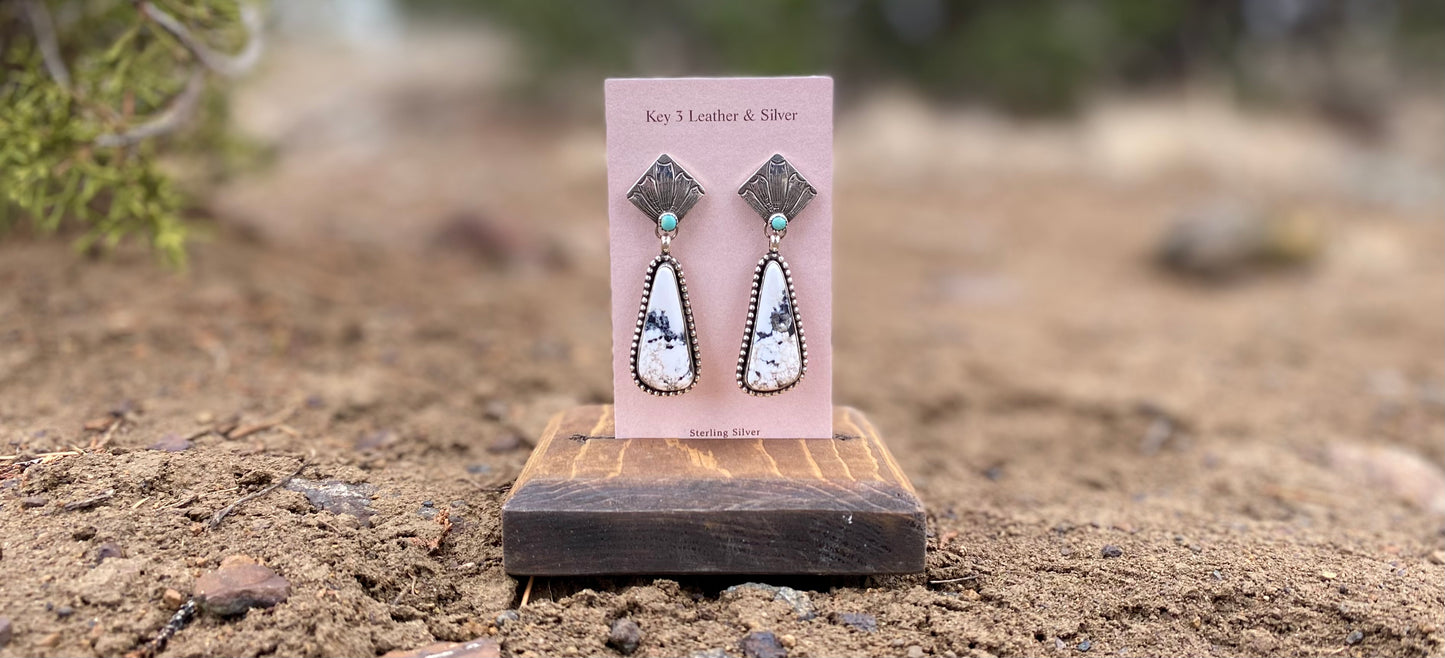 Engraved White Buffalo Earrings image 1