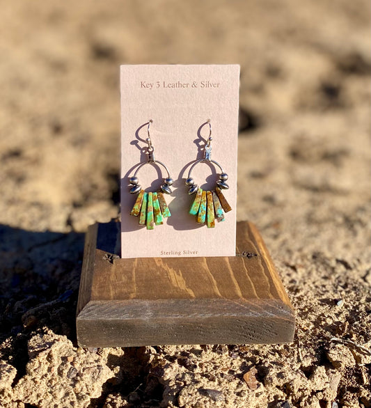 Small Green Turquoise Hoops image 0