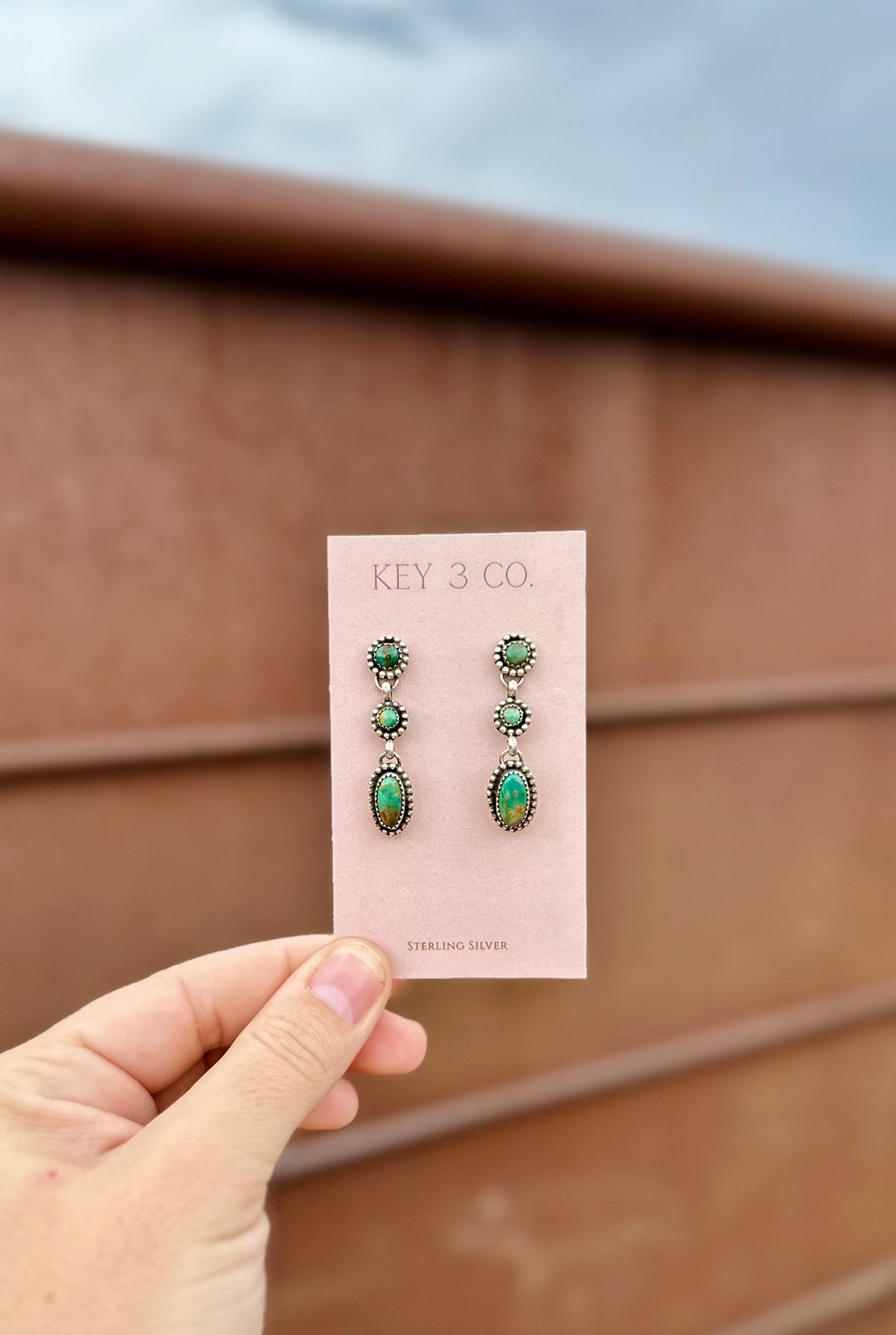 Dark Green Three Stone Dangles