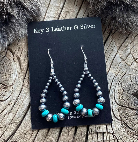 Turquoise Pearl Teardrop Earrings image 0
