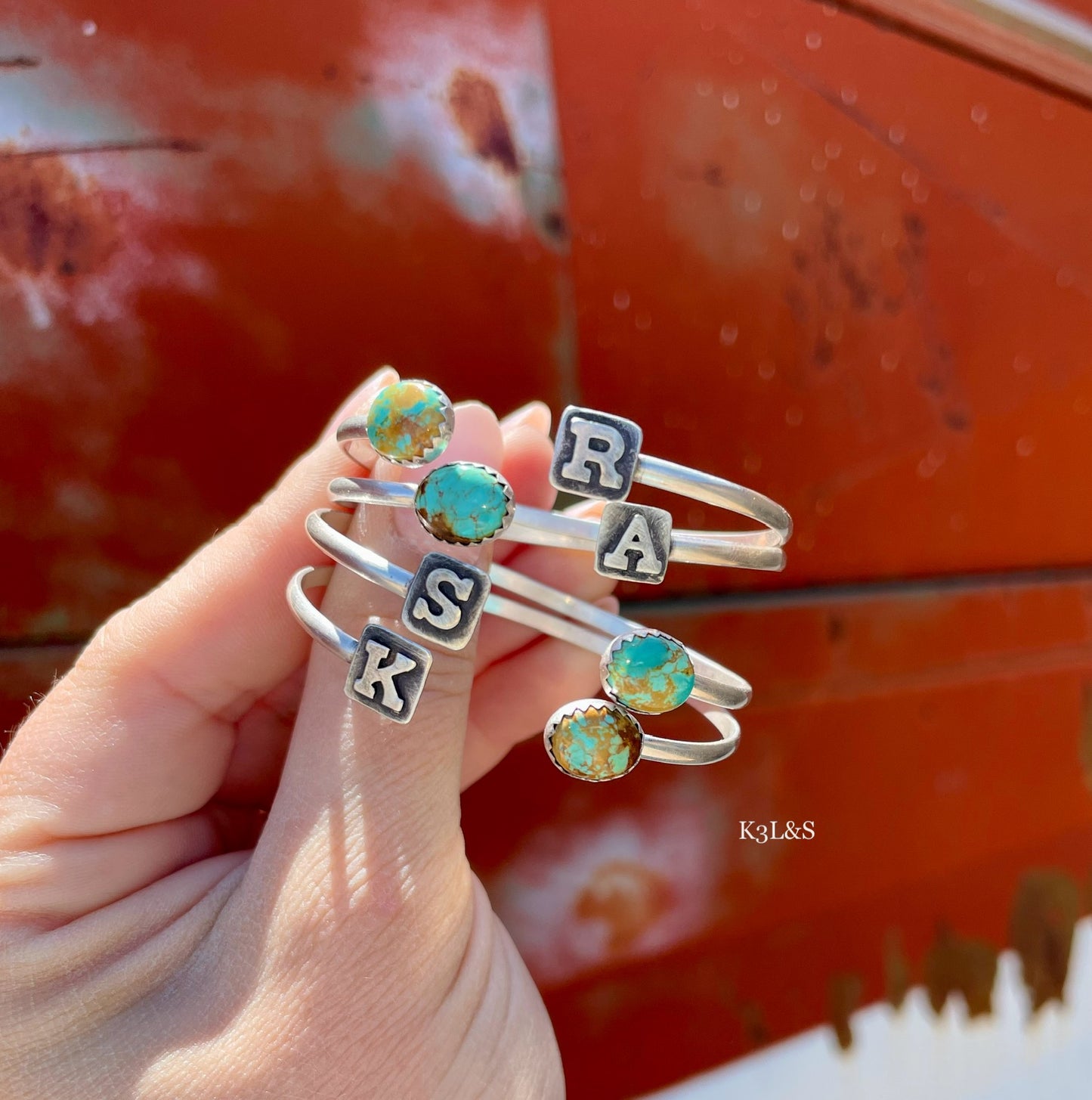 Pre-order Custom Turquoise Initial Bracelet image 0