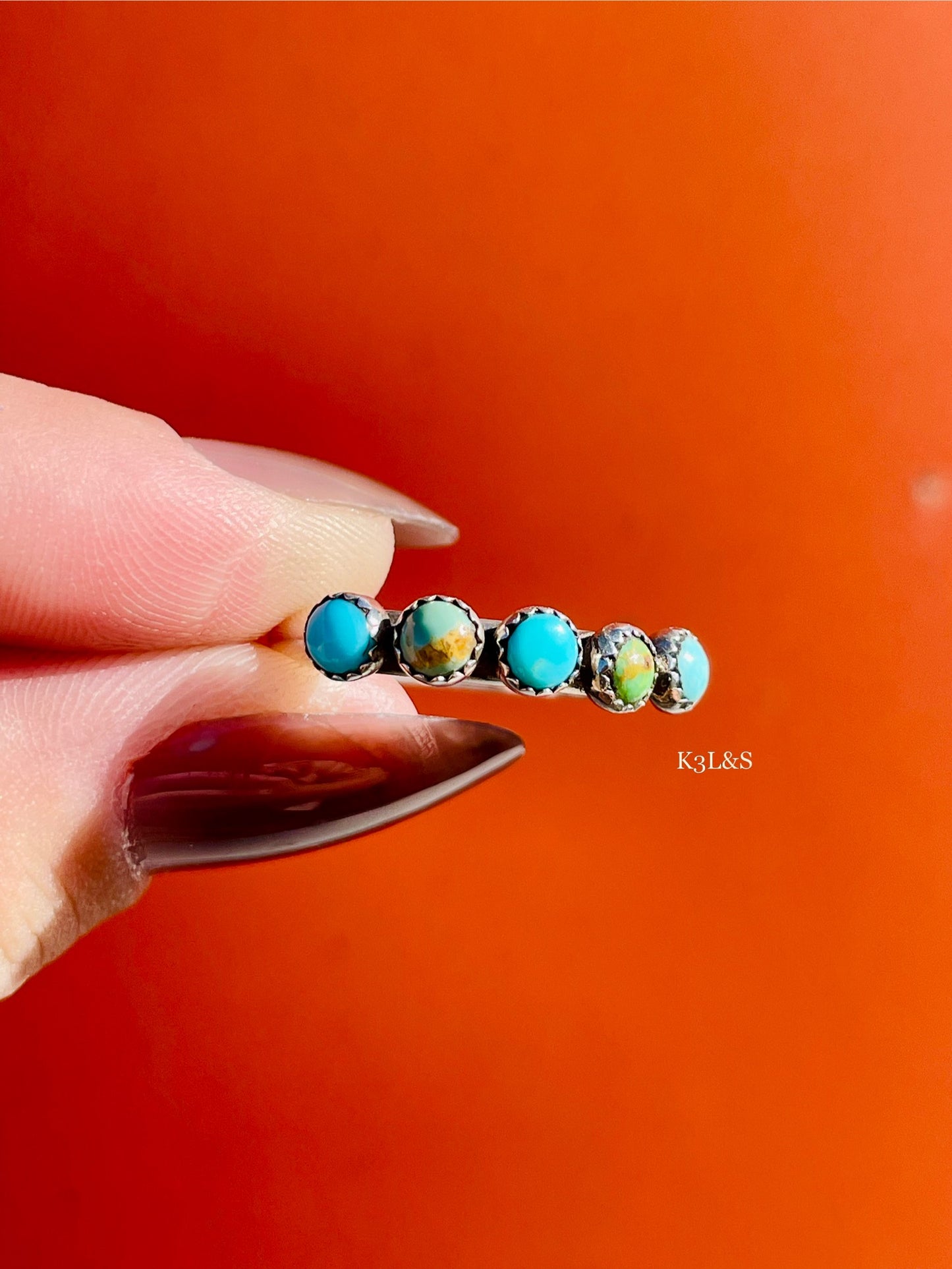 Pre- Order Turquoise Straight Band Rings image 5