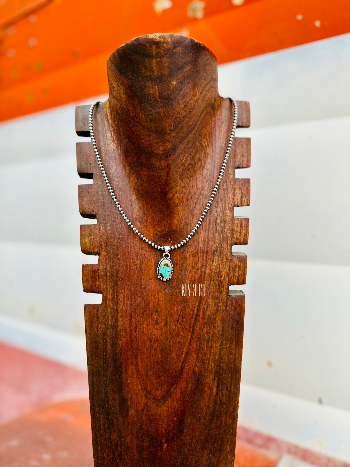 Twisted Wire And Beads Turquoise Pendant