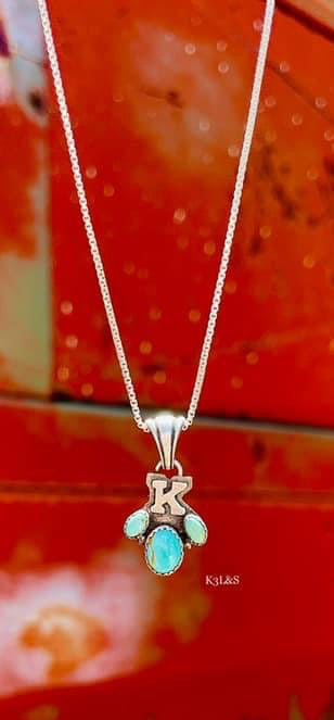 Pre-Order 3 Stone Single Initial Pendant image 1