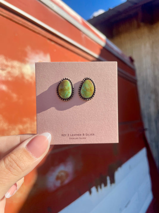 Small Green Turquoise Studs image 0