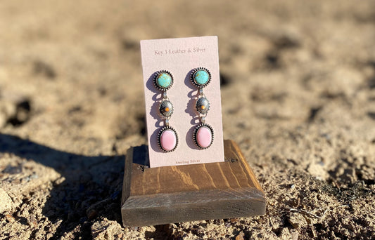 Three stone Multi Color Dangles #3 image 0