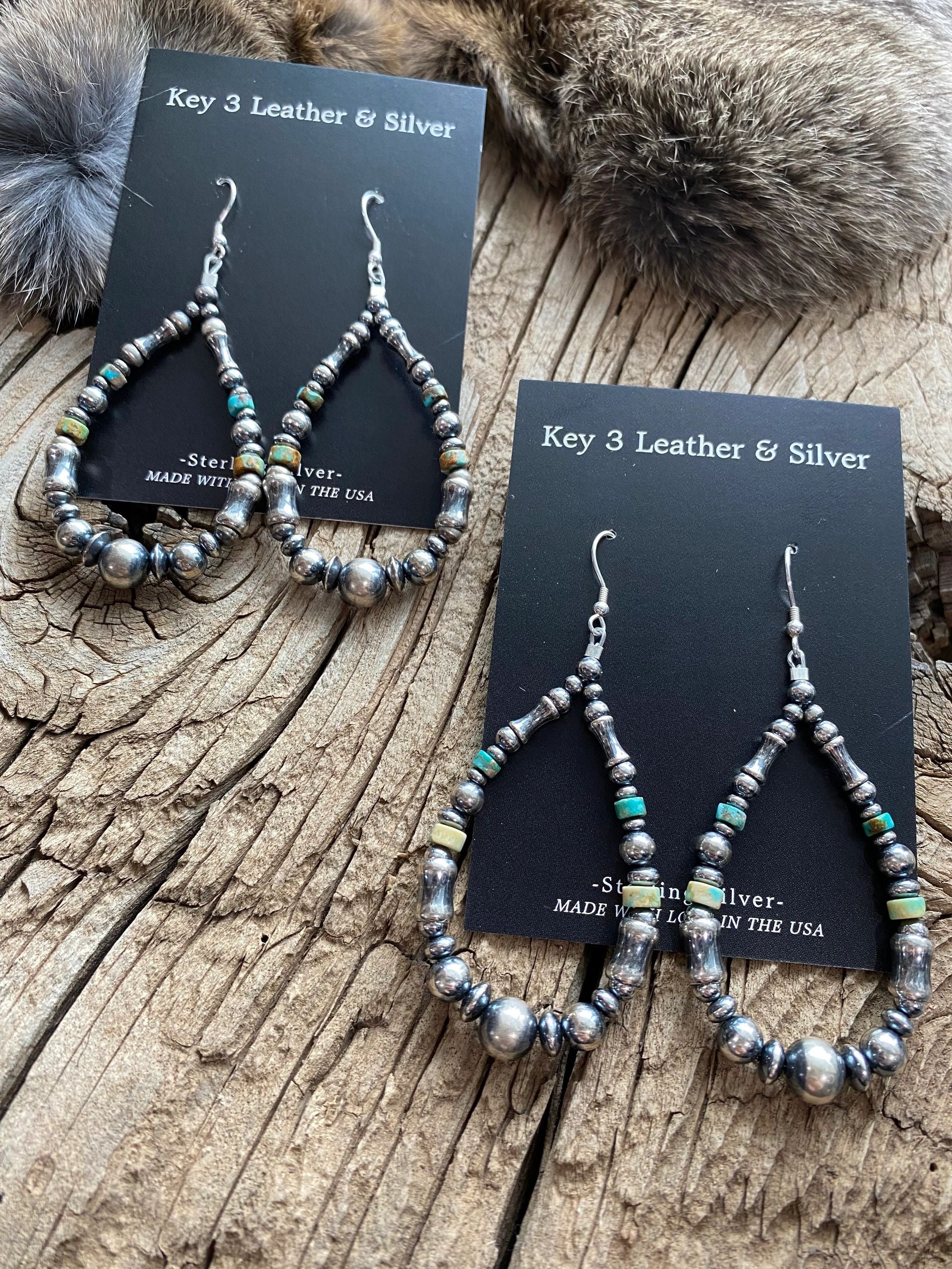 Turquoise Graduated Pearl Hoops image 0