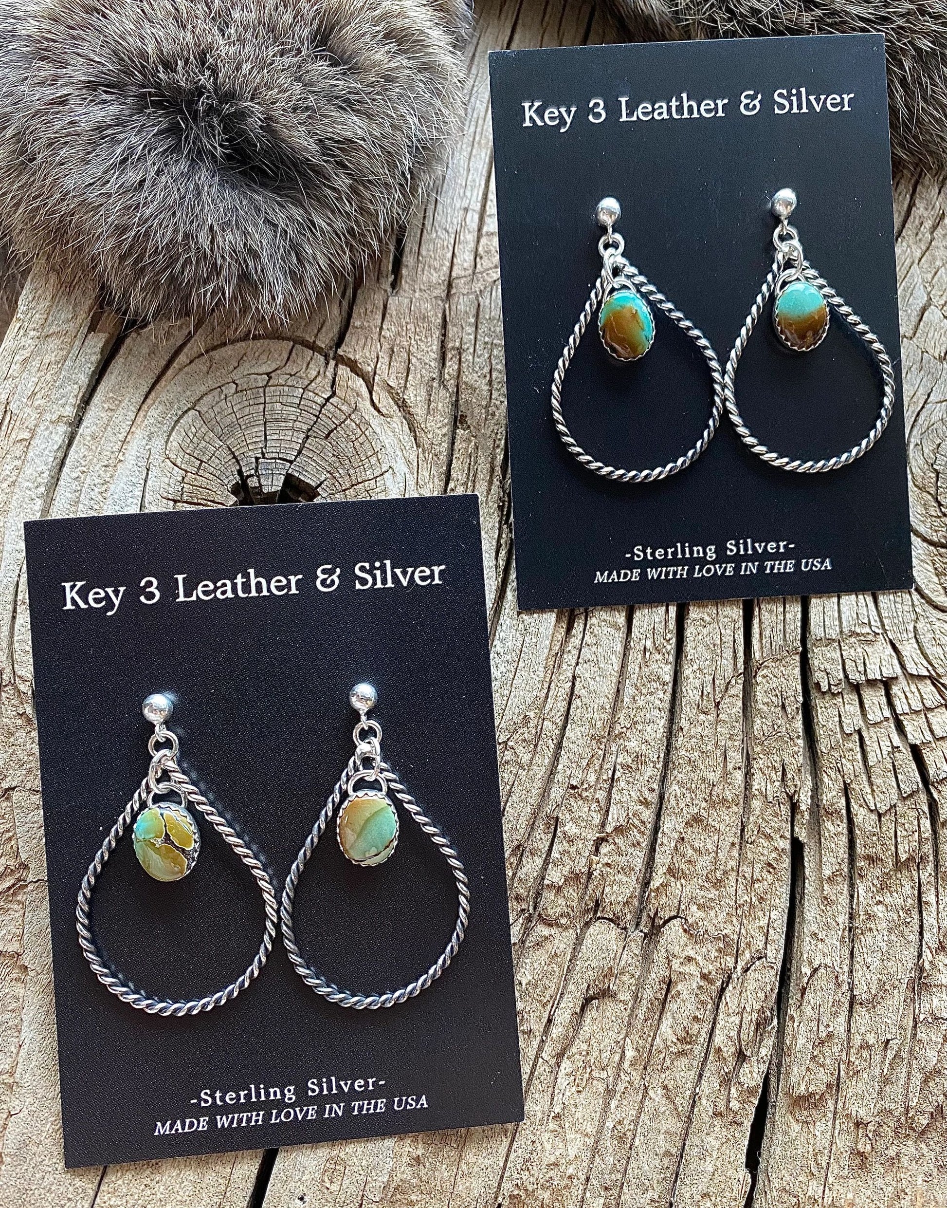 Turquoise Twisted Hoops image 1