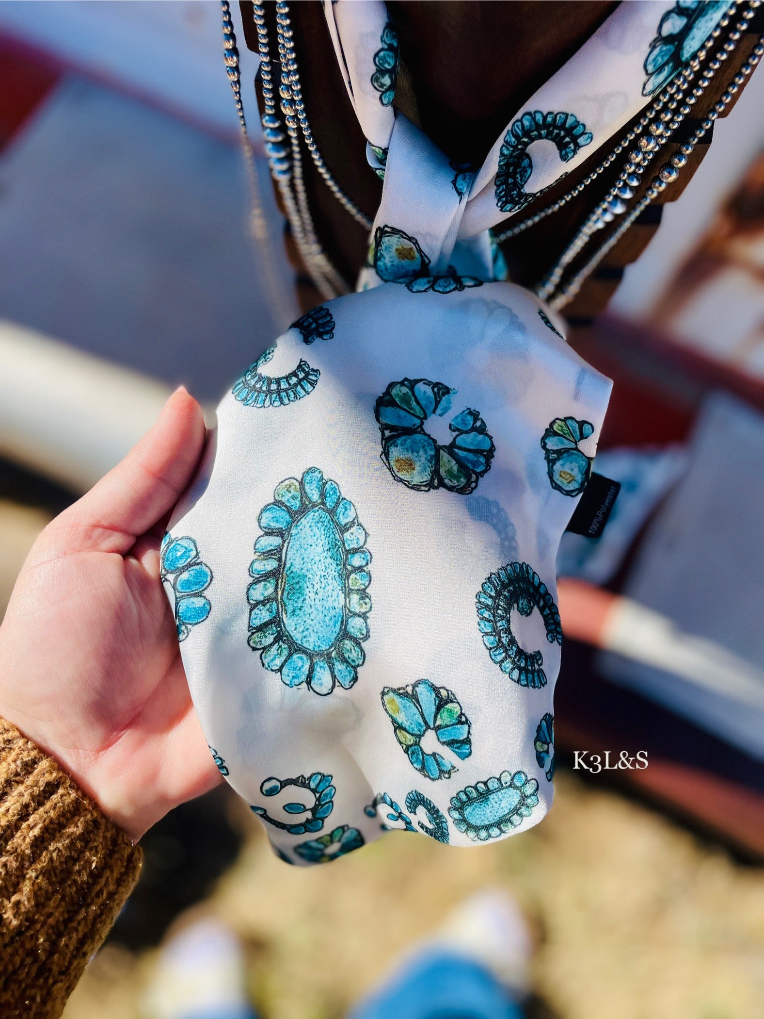 Turquoise Twilly Scarf image 2