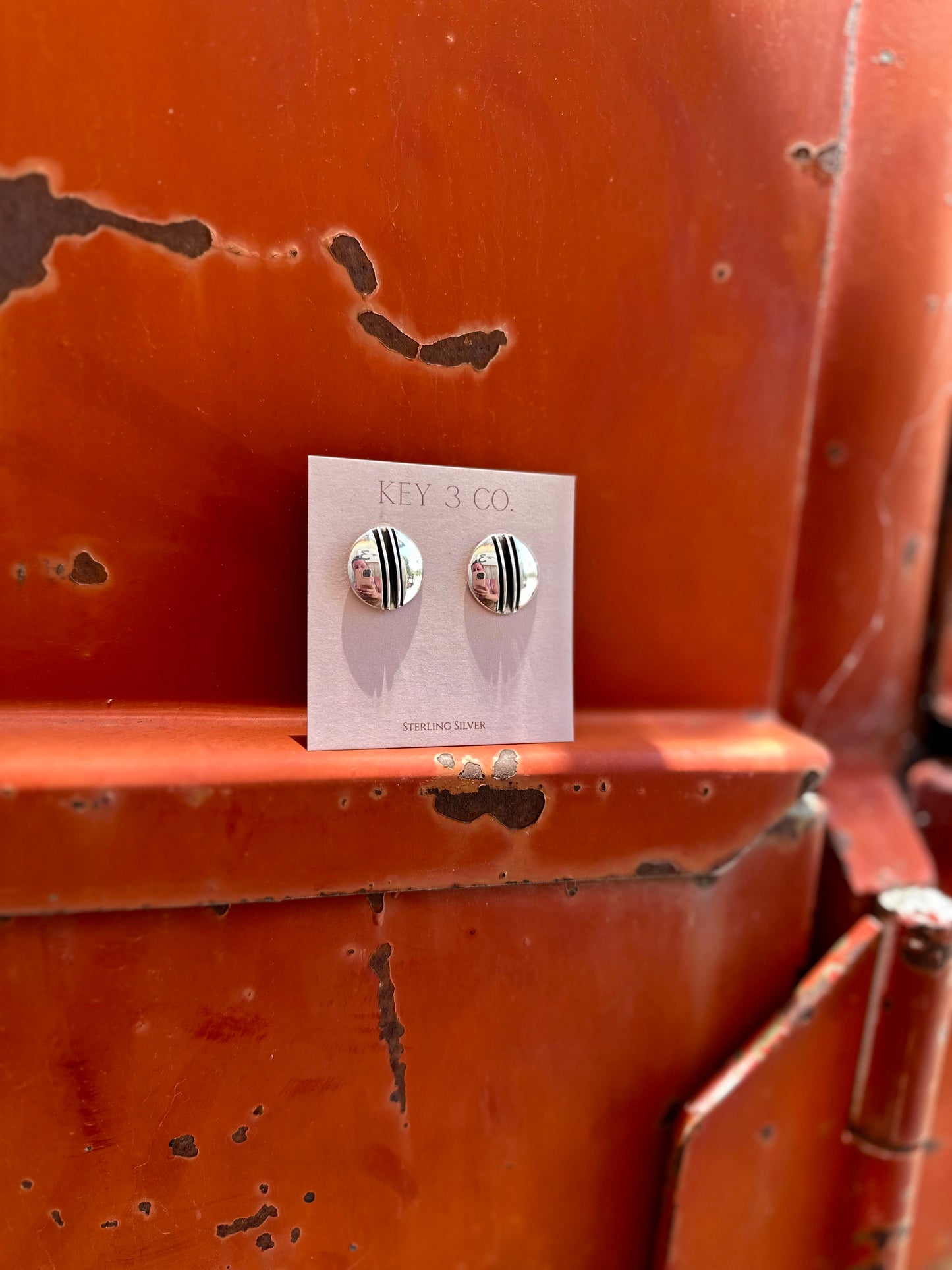 Stripe Button Studs