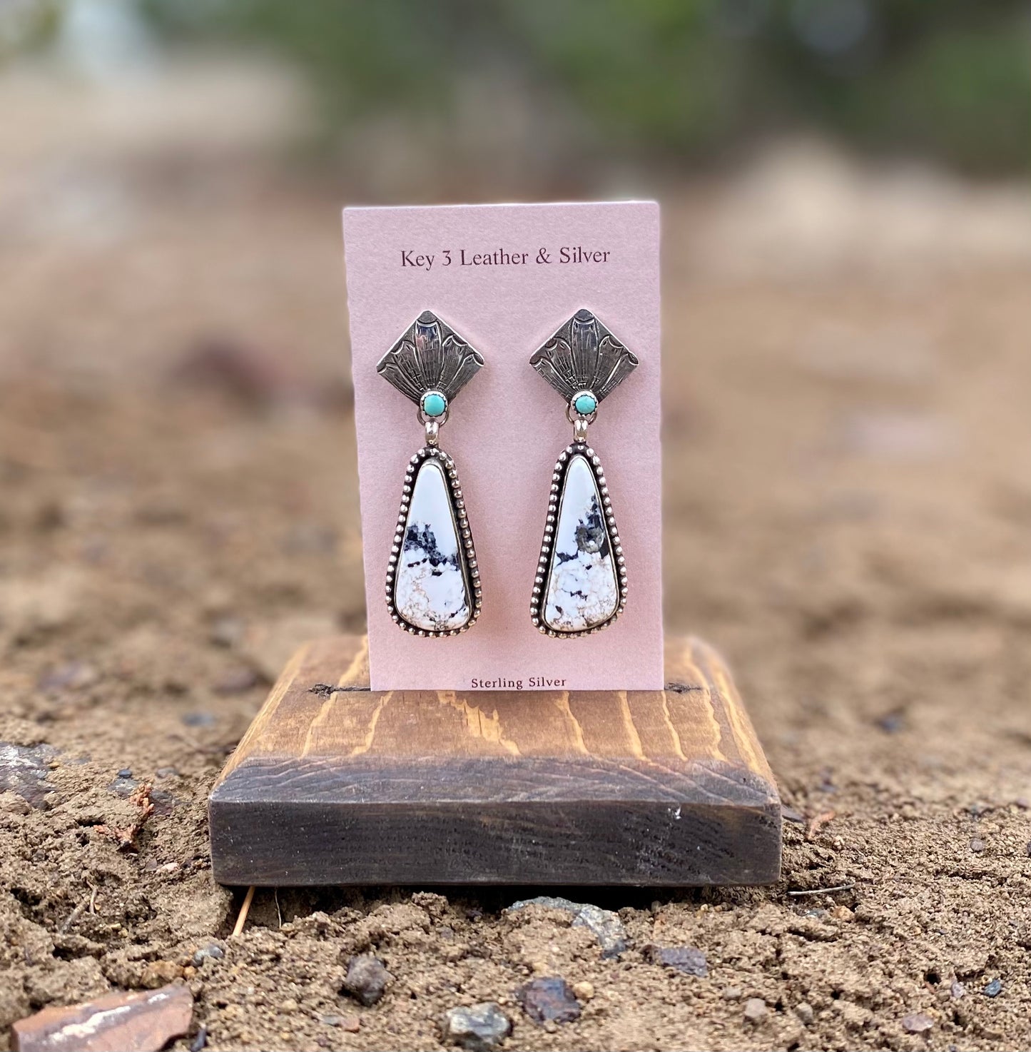 Engraved White Buffalo Earrings image 0