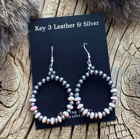 Pink Conch Pearl Hoop Earrings image 0