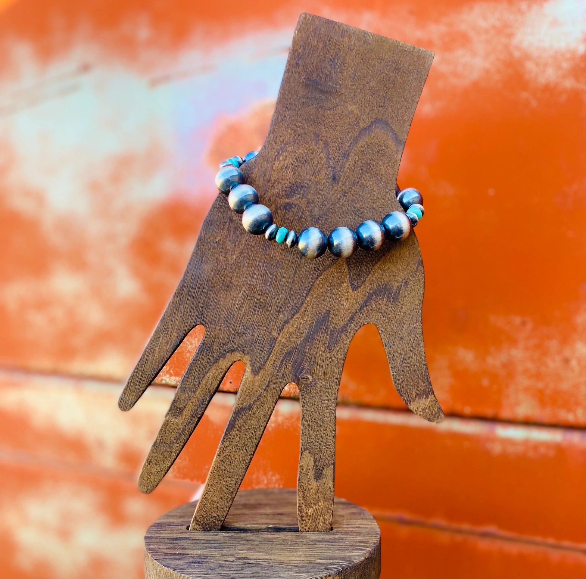 12mm Sterling Silver Pearls with Turquoise image 0