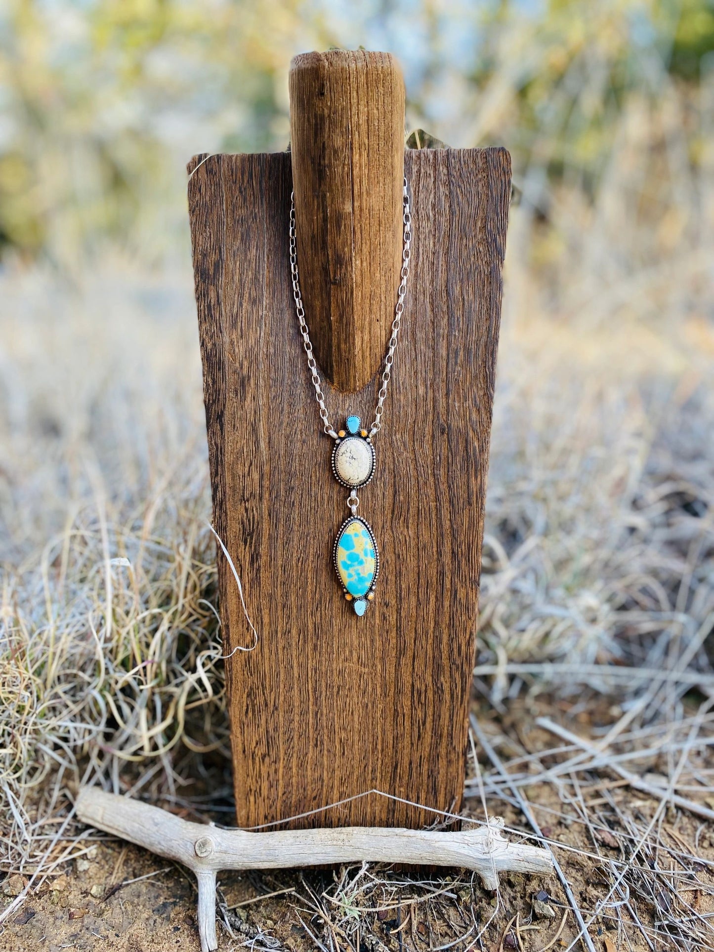 Kingman Gold Two Stone Pendant image 0