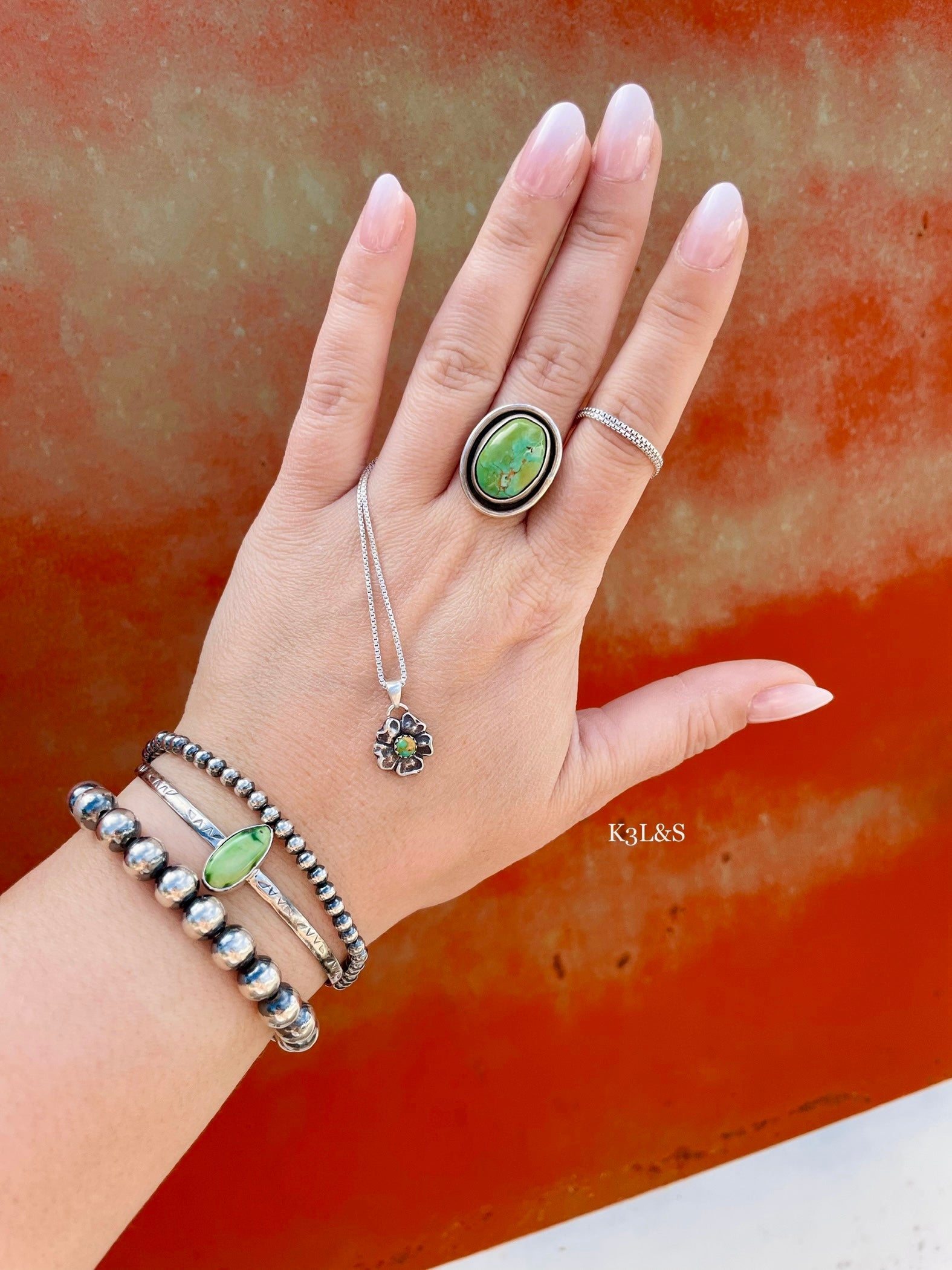 Green Kingman Turquoise Ring image 0