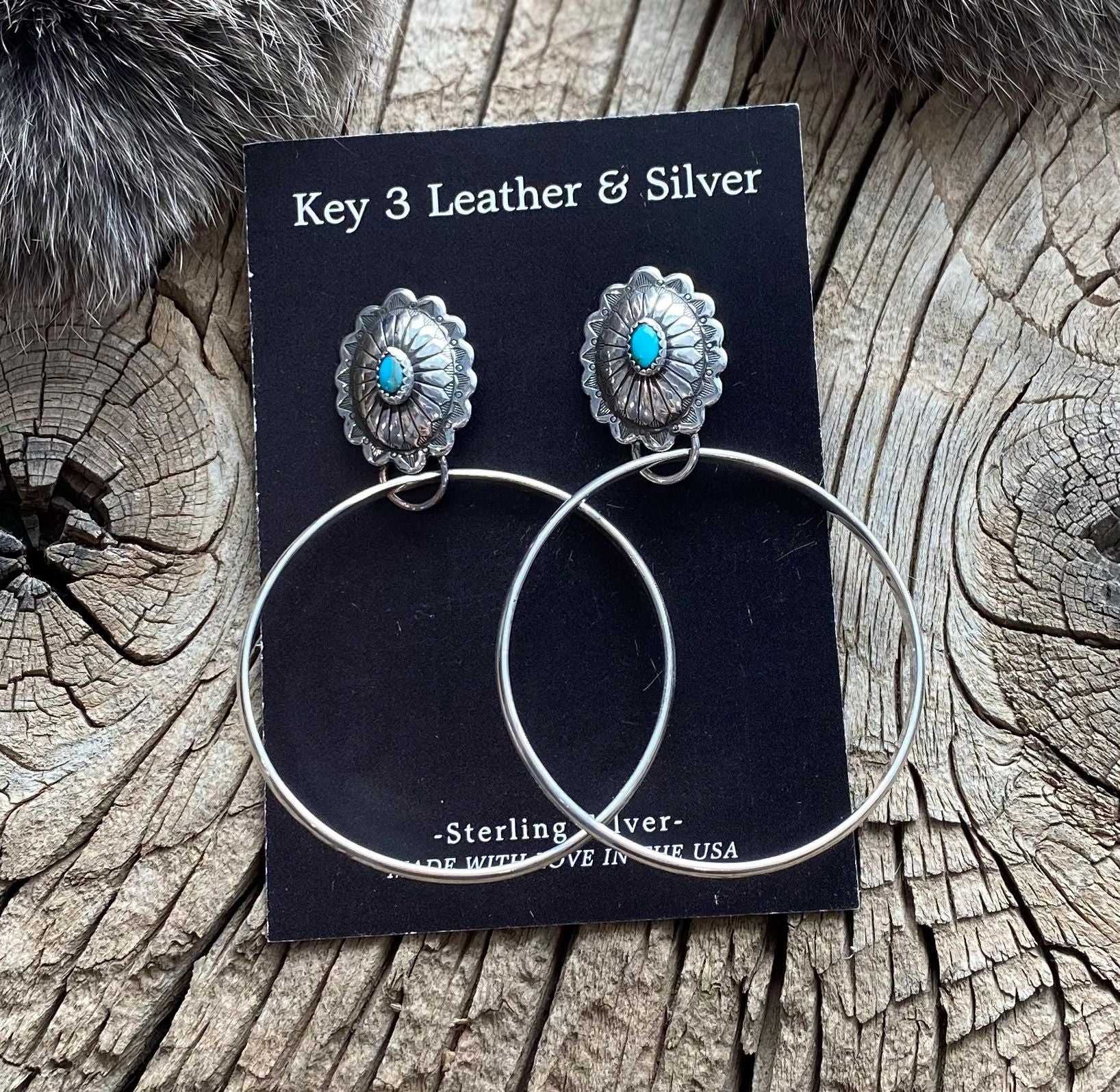 Turquoise Concho Hoops image 0