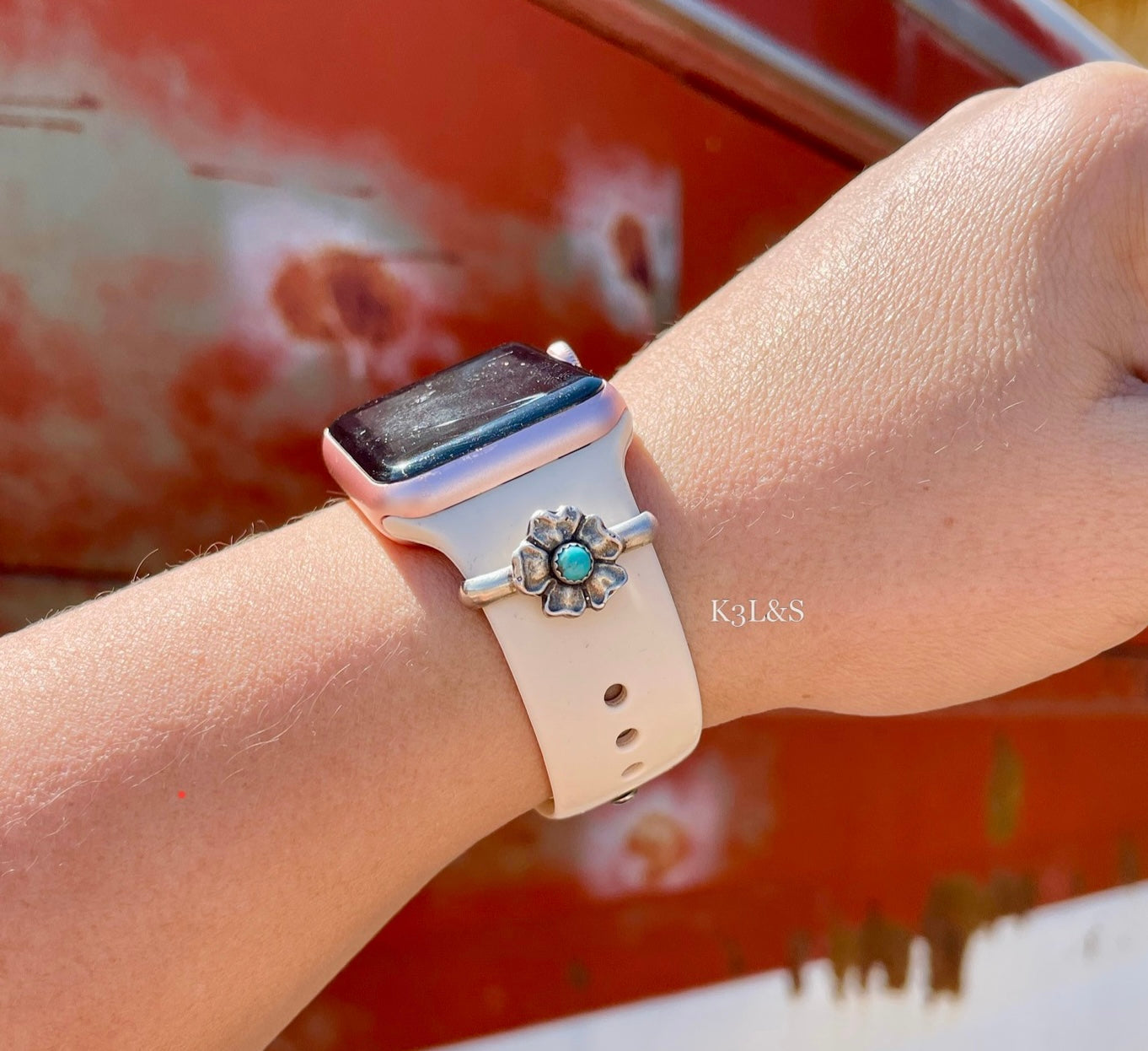 Turquoise Flower Watchband Charm Slide image 0