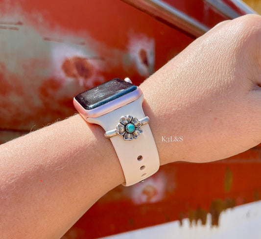 Turquoise Flower Watchband Charm Slide image 0