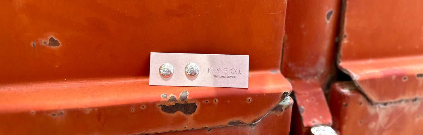 Sterling Silver Domed Flower Studs