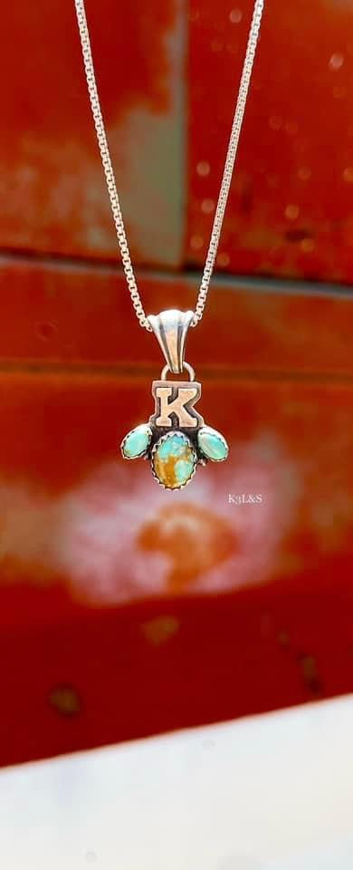 Pre-Order 3 Stone Single Initial Pendant image 0