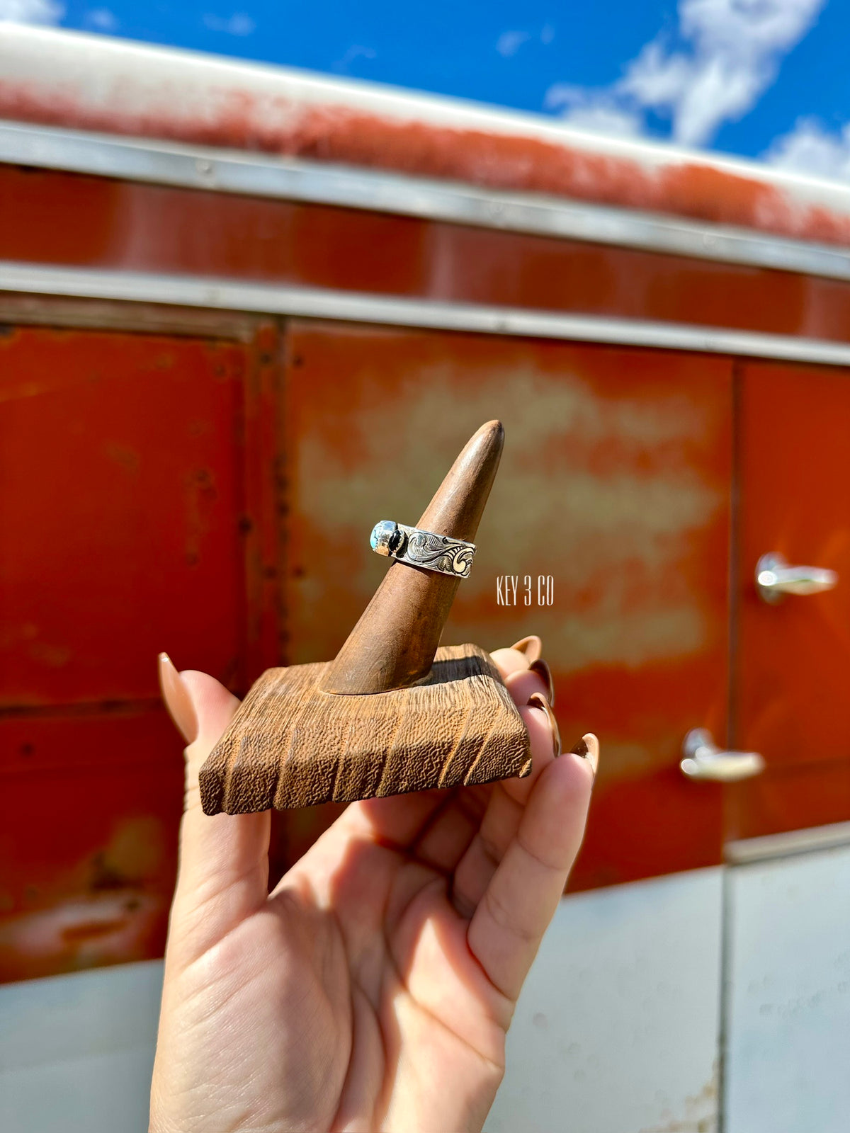 Hand Engraved Golden Hills Ring