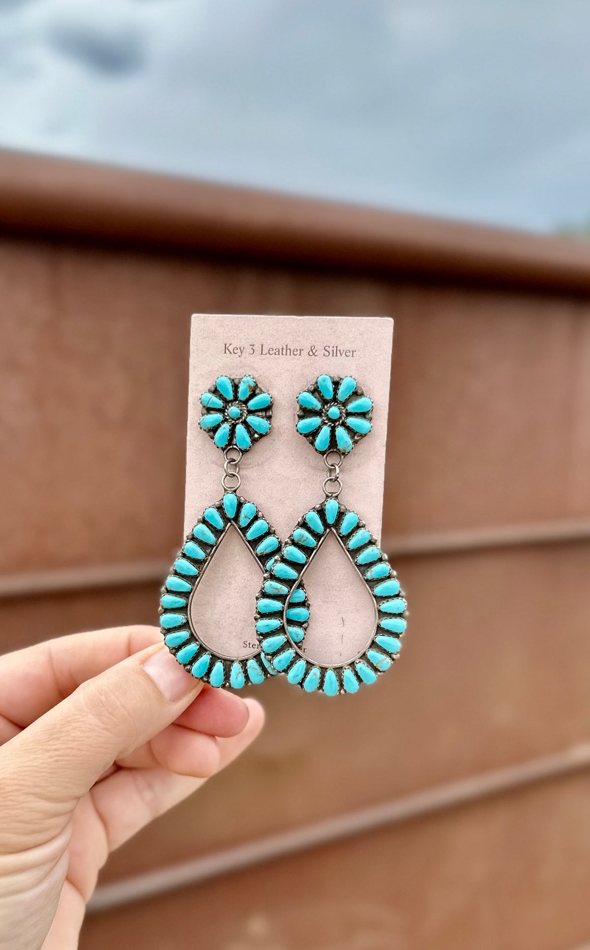 Large Turquoise Multi-Stone Teardrop Earrings