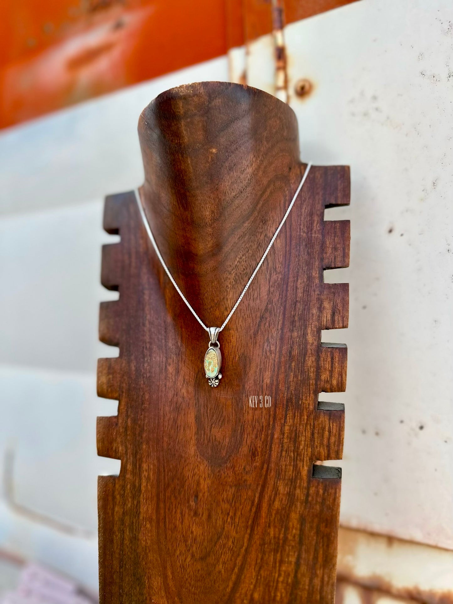 Long Kingman Turquoise Pendant