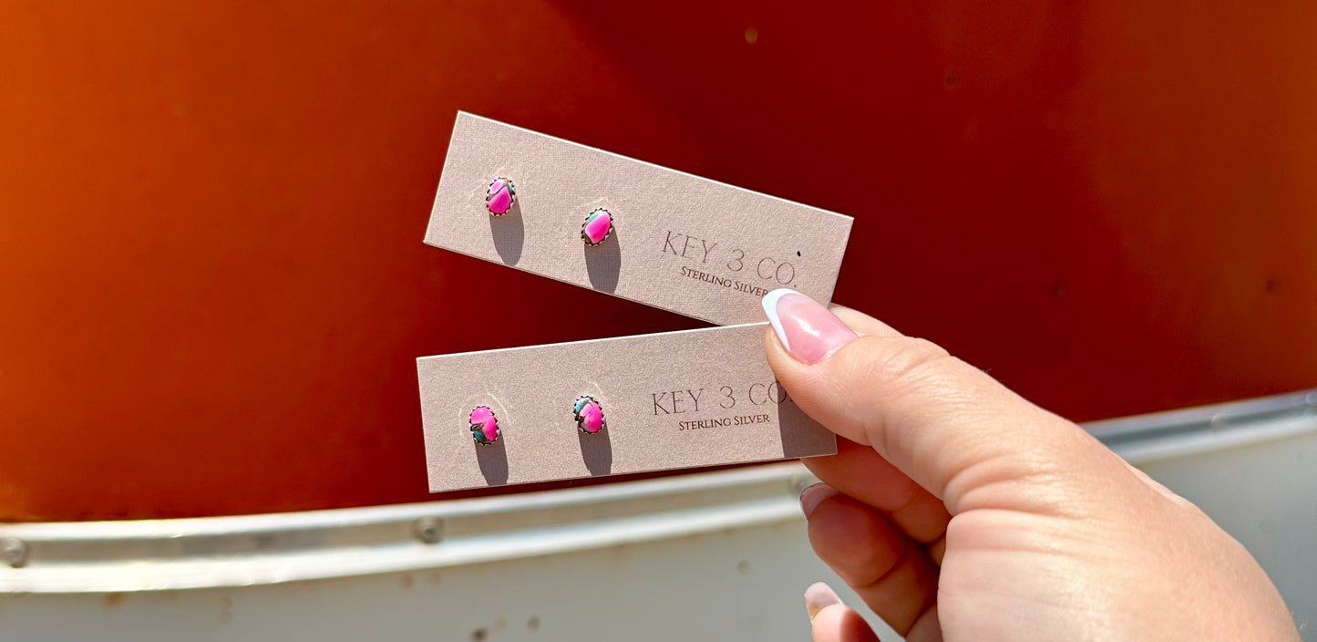 Pink Delilah Oval Studs