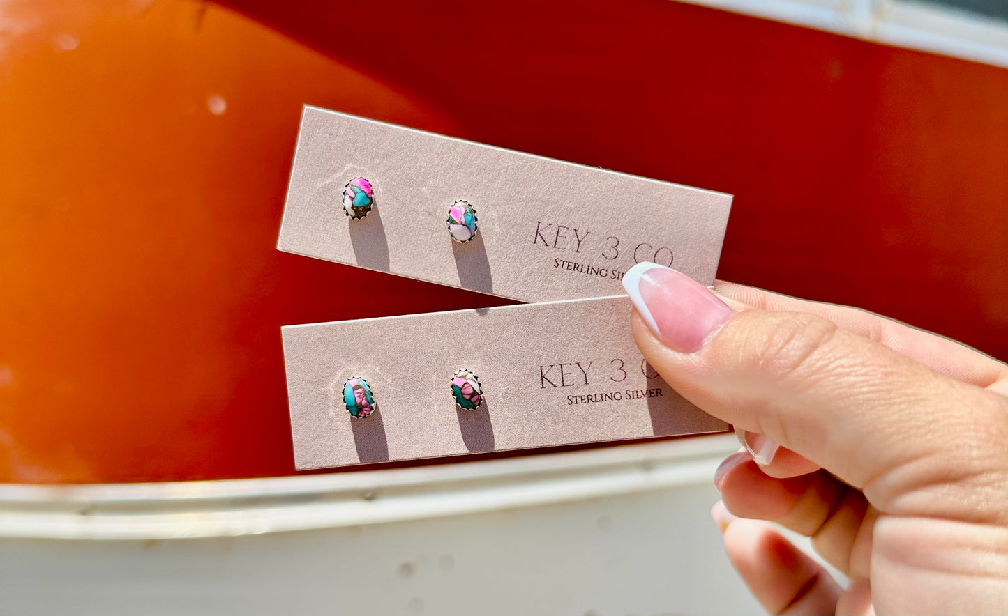 Pink Delilah Oval Studs