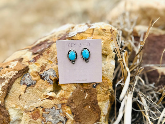 Blue Oval Studs