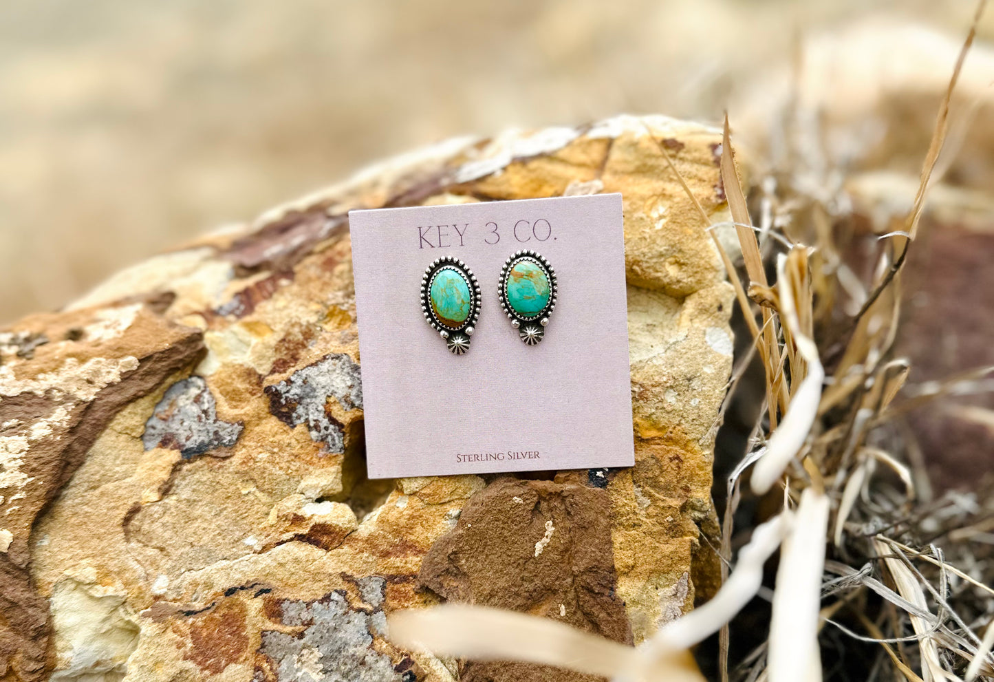 Oval Green Studs