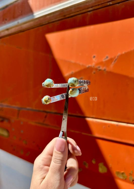 Kingman Blue Green Two Punchy Cuff (2 stone)