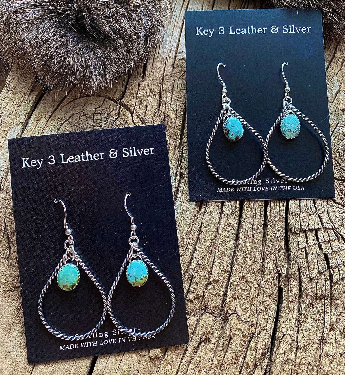 Turquoise Twisted Hoops image 2