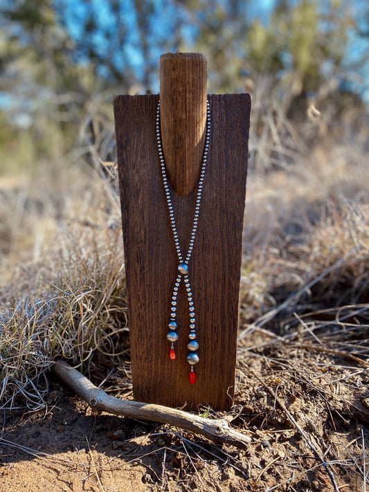 Red Teardrop Lariat Necklace image 0