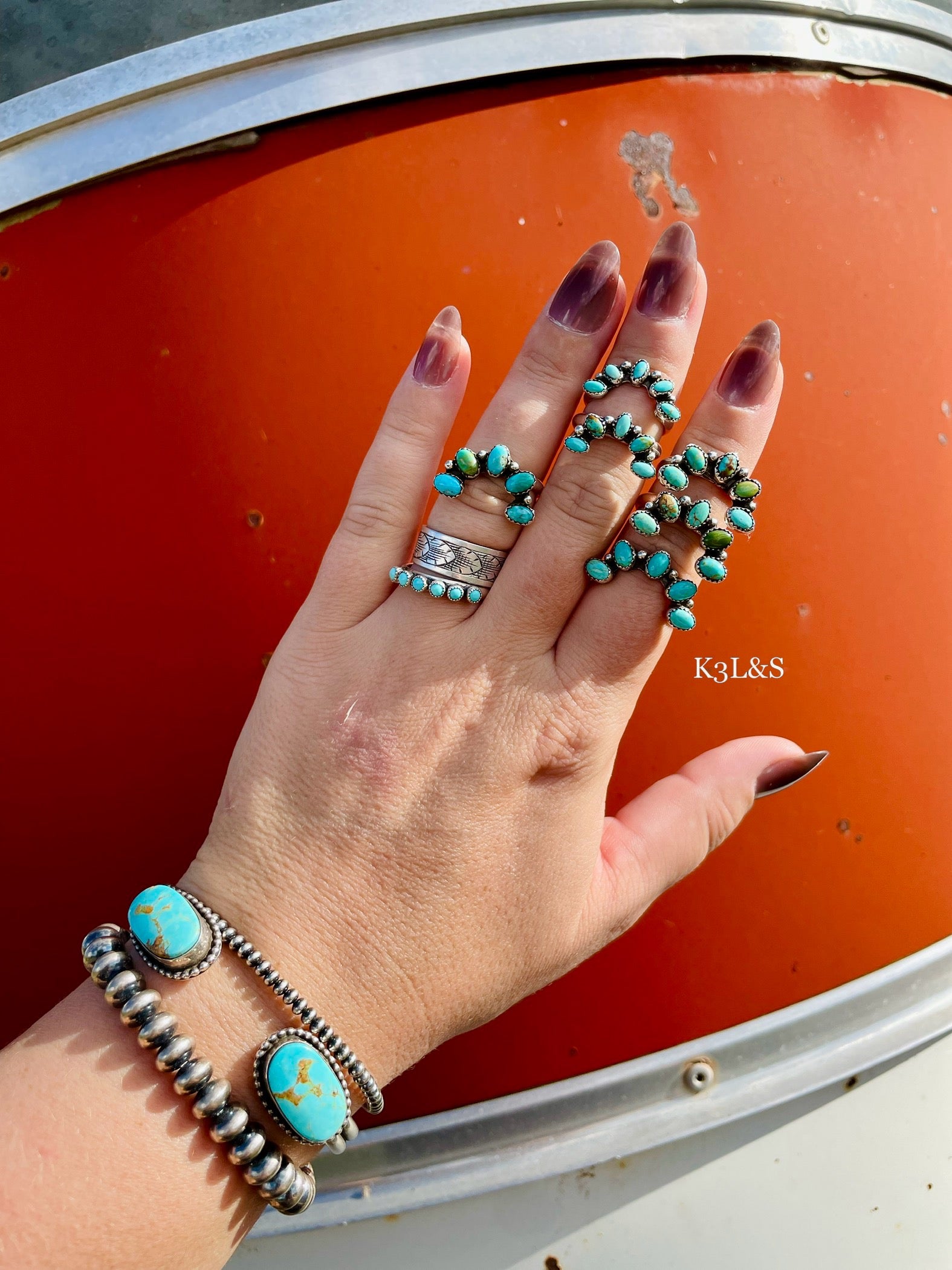 Pre- Order Turquoise Straight Band Rings image 2