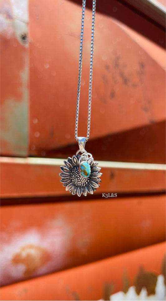 Sunflower/ Turquoise Pendant  image 0