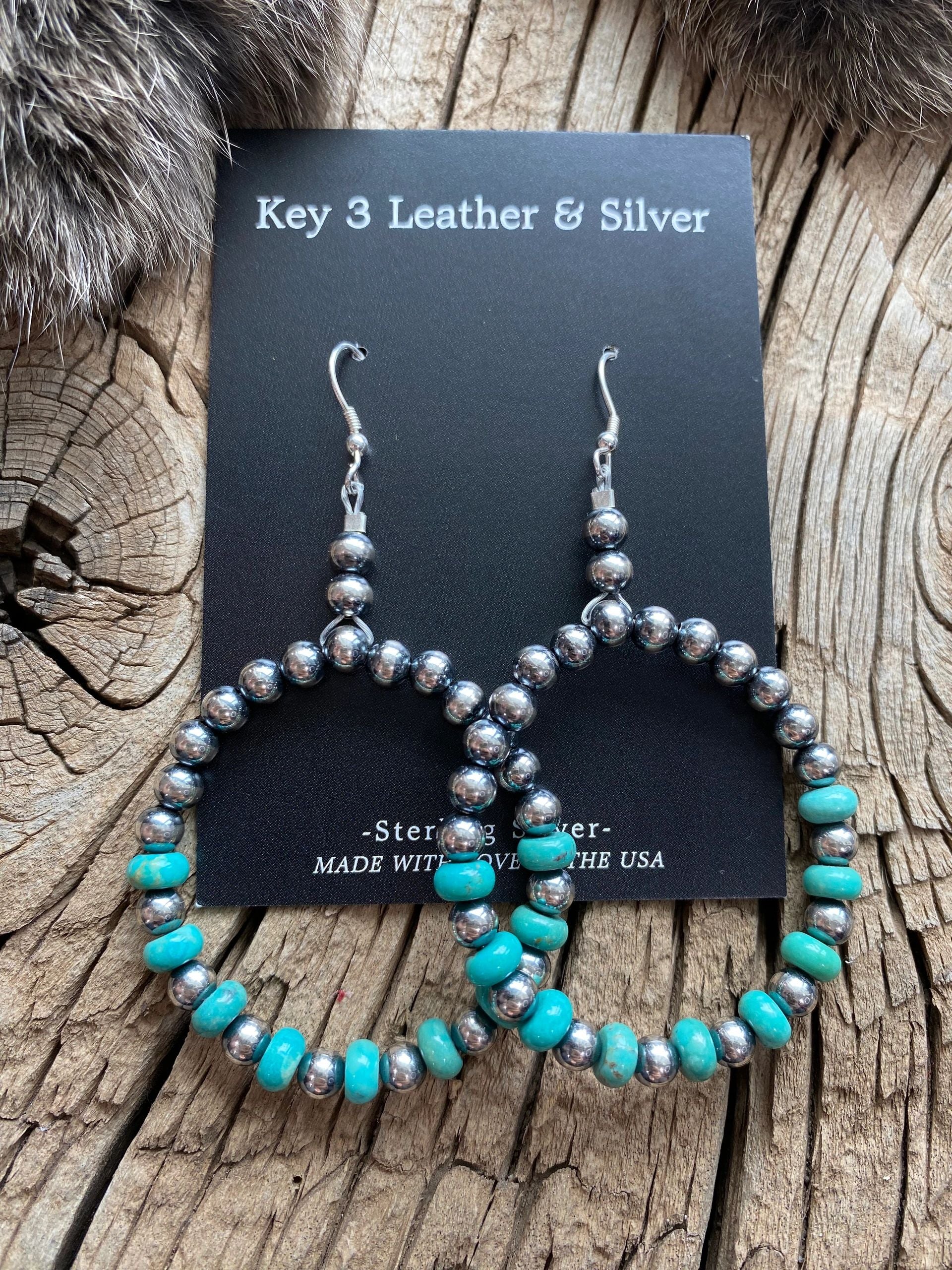 Turquoise Pearl Hoops image 0